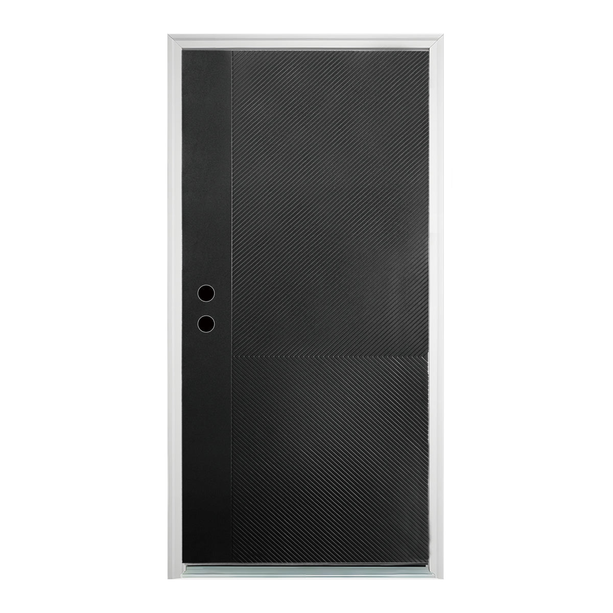 36 x 80 Antique Black Finished Fiberglass Entry Door Right Hand Inswing Fiberglass Door With White 4-9/16 Vinyl Frame