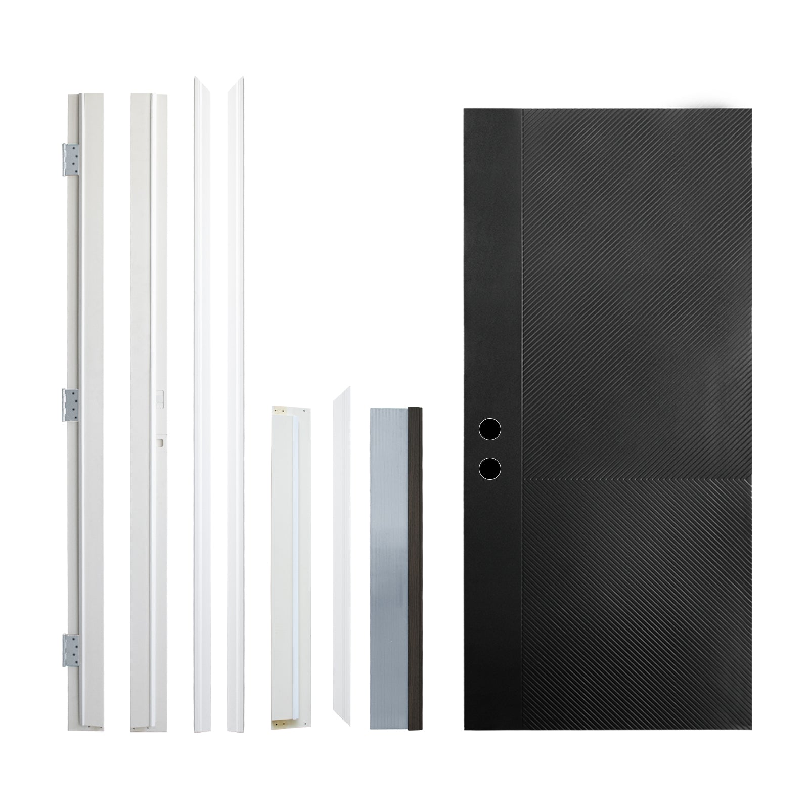 36 x 80 Antique Black Finished Fiberglass Entry Door Right Hand Inswing Fiberglass Door With White 4-9/16 Vinyl Frame