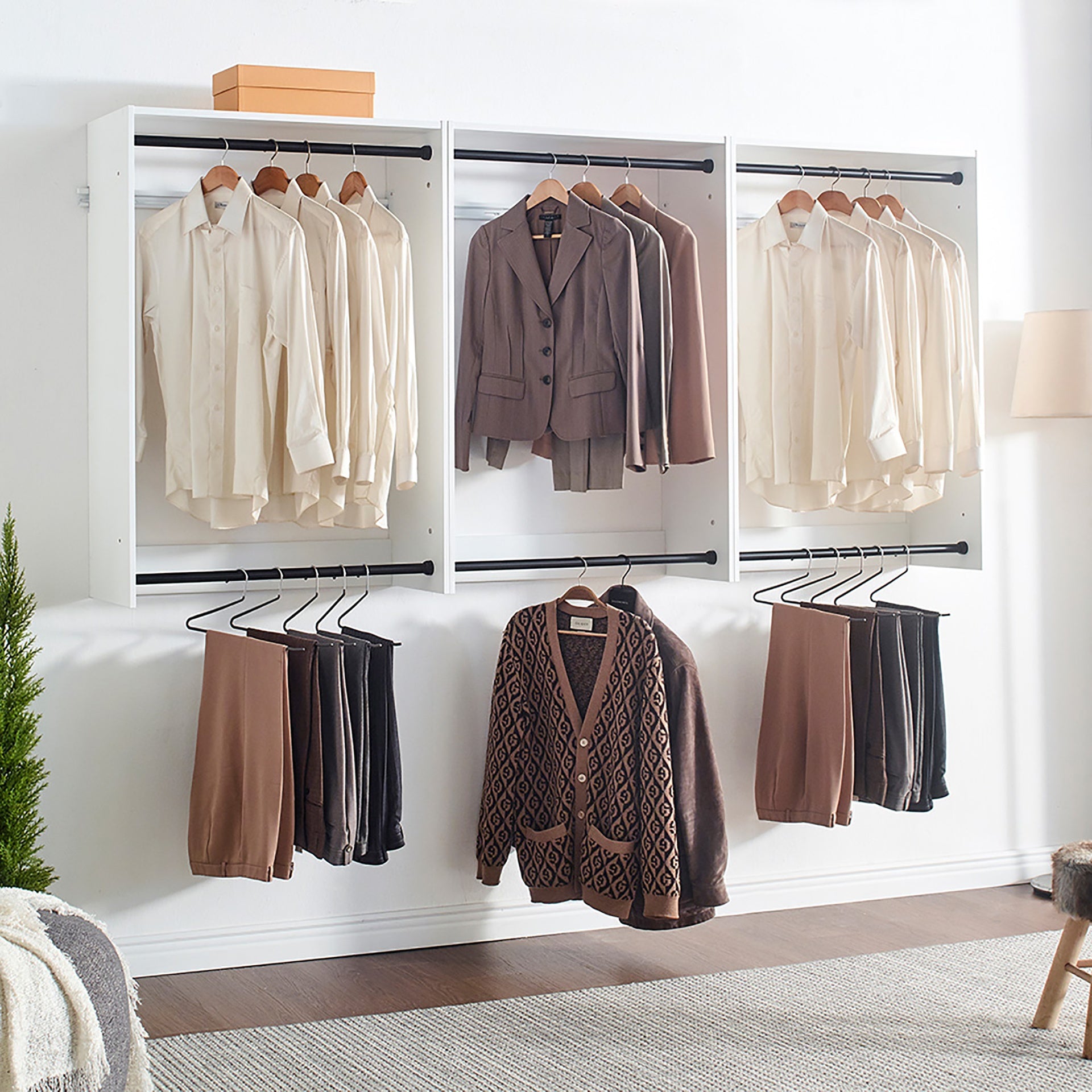 Devi White Wall Mounted Wood Closet System