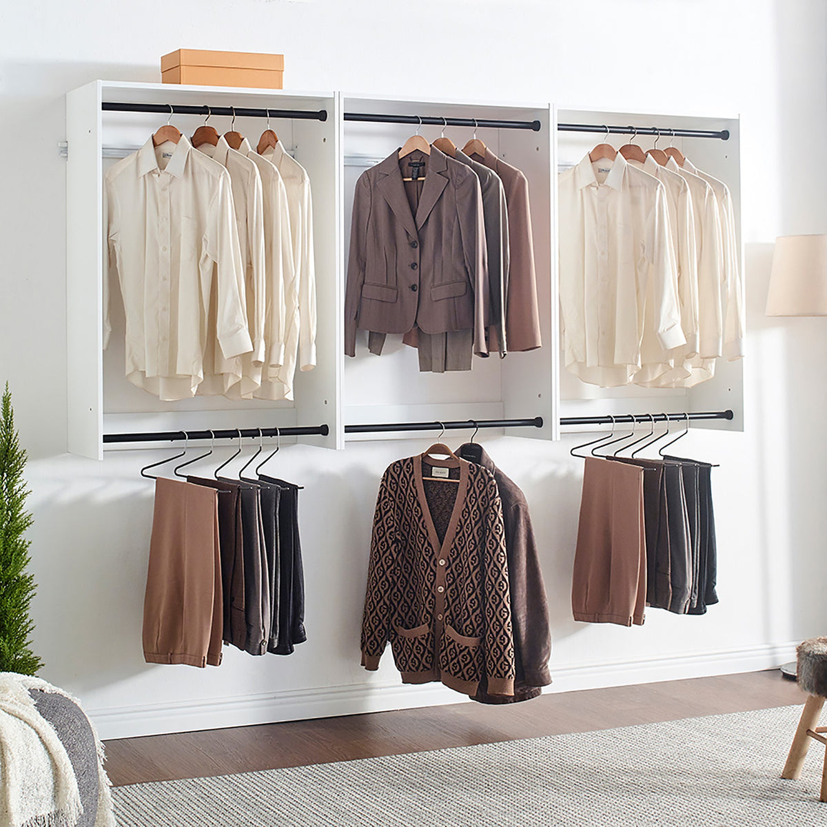 Devi White Wall Mounted Wood Closet System