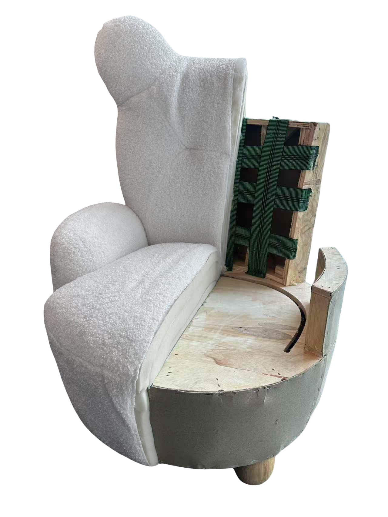 Raelynn 25.5"W Beige Sherpa Bear-Shaped Kids Armchair