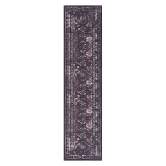 MAVAL Black Washable Rug 2'6'' x 10' Runner Rug (Black+Burgundy, 2'6'' x 10')