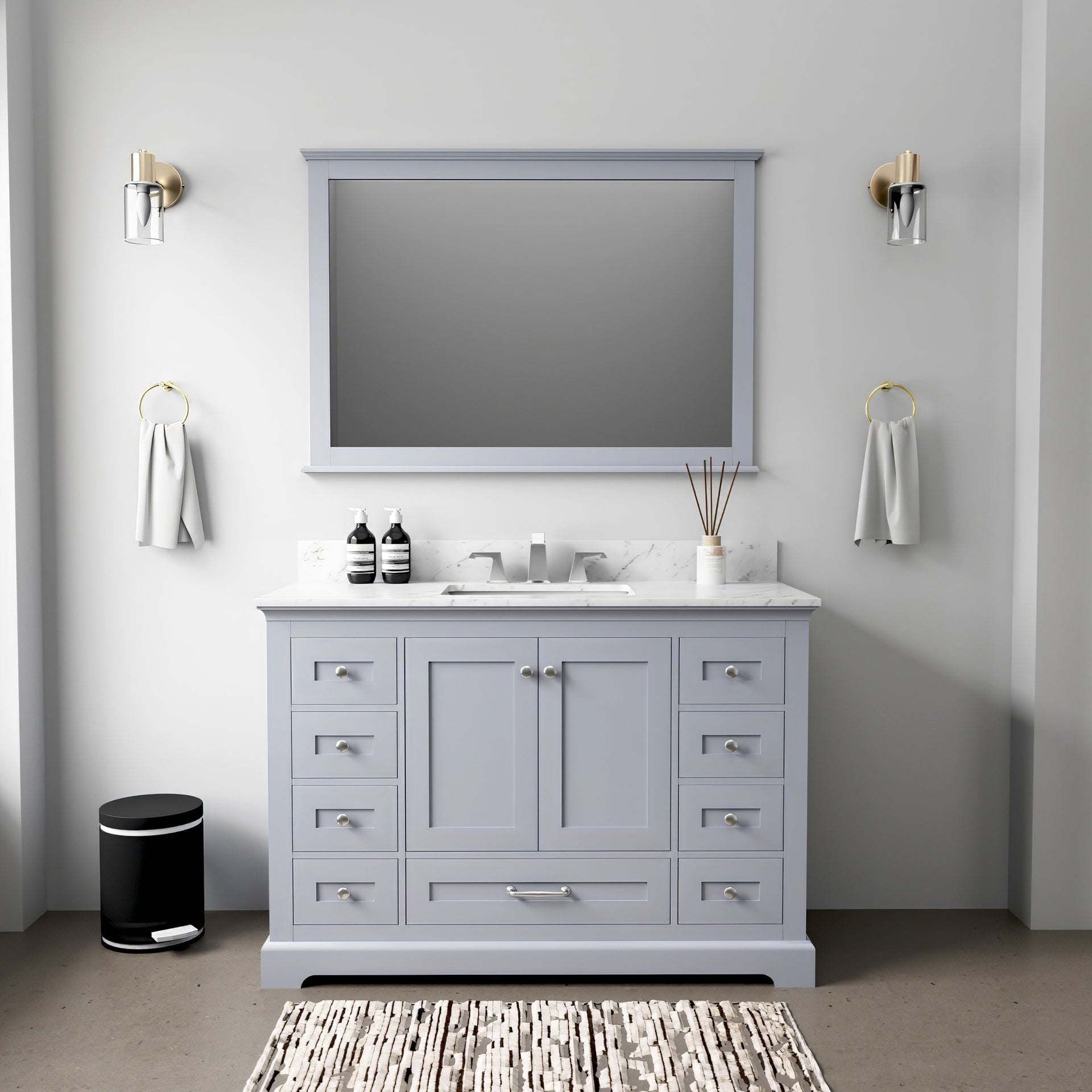 Dark Grey Single Bath Vanity 48 in. W x 22 in. D, and 46 in. Mirror