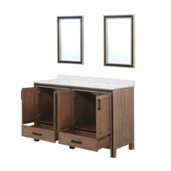 Rustic Barnwood Double Bath Vanity 60 in. W x 22 in. D, Cultured Marble Top and 22 in. Mirrors