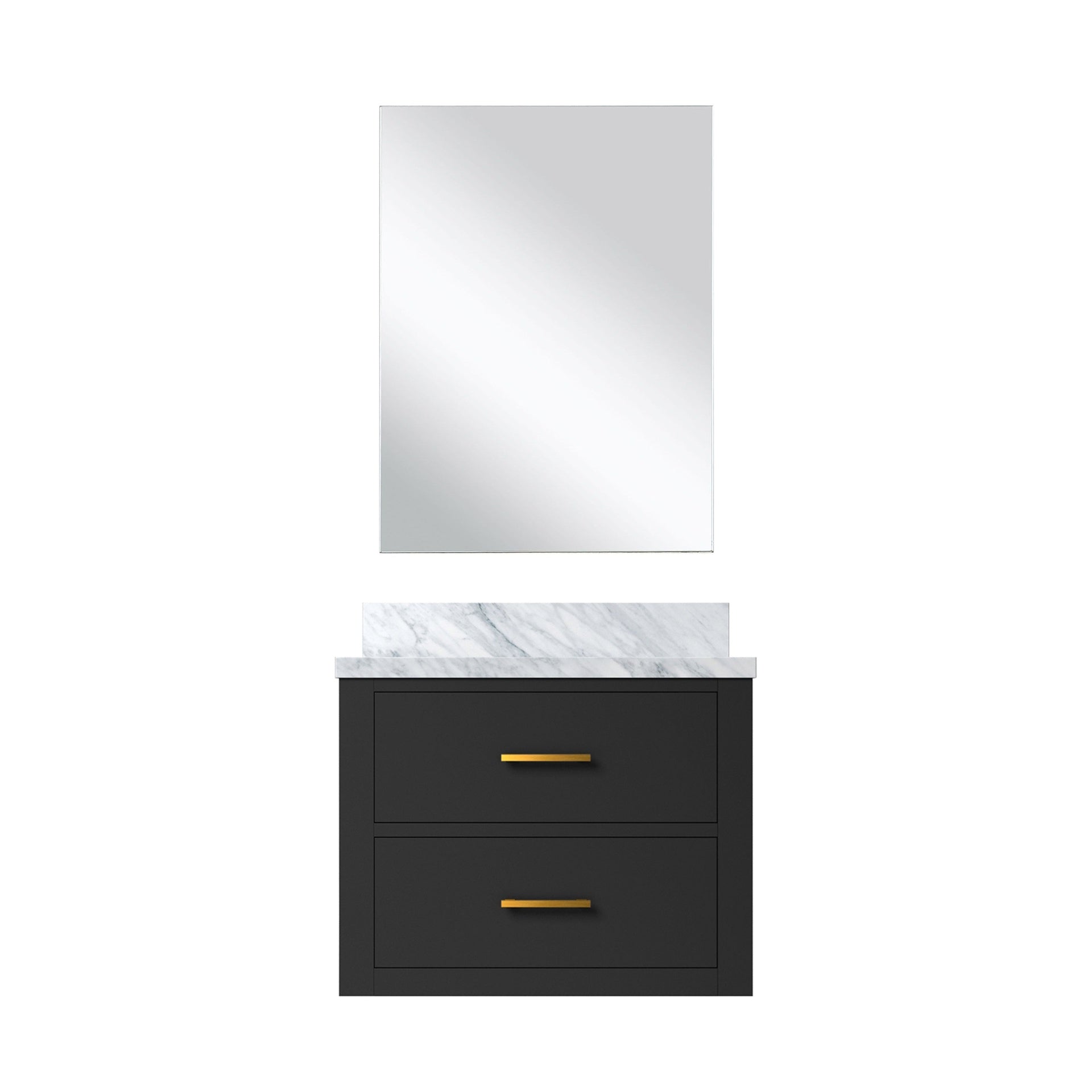 Black Single Bath Vanity 24 in. W x 18 in. D, Acrylic Countertop and 18 in. Mirror
