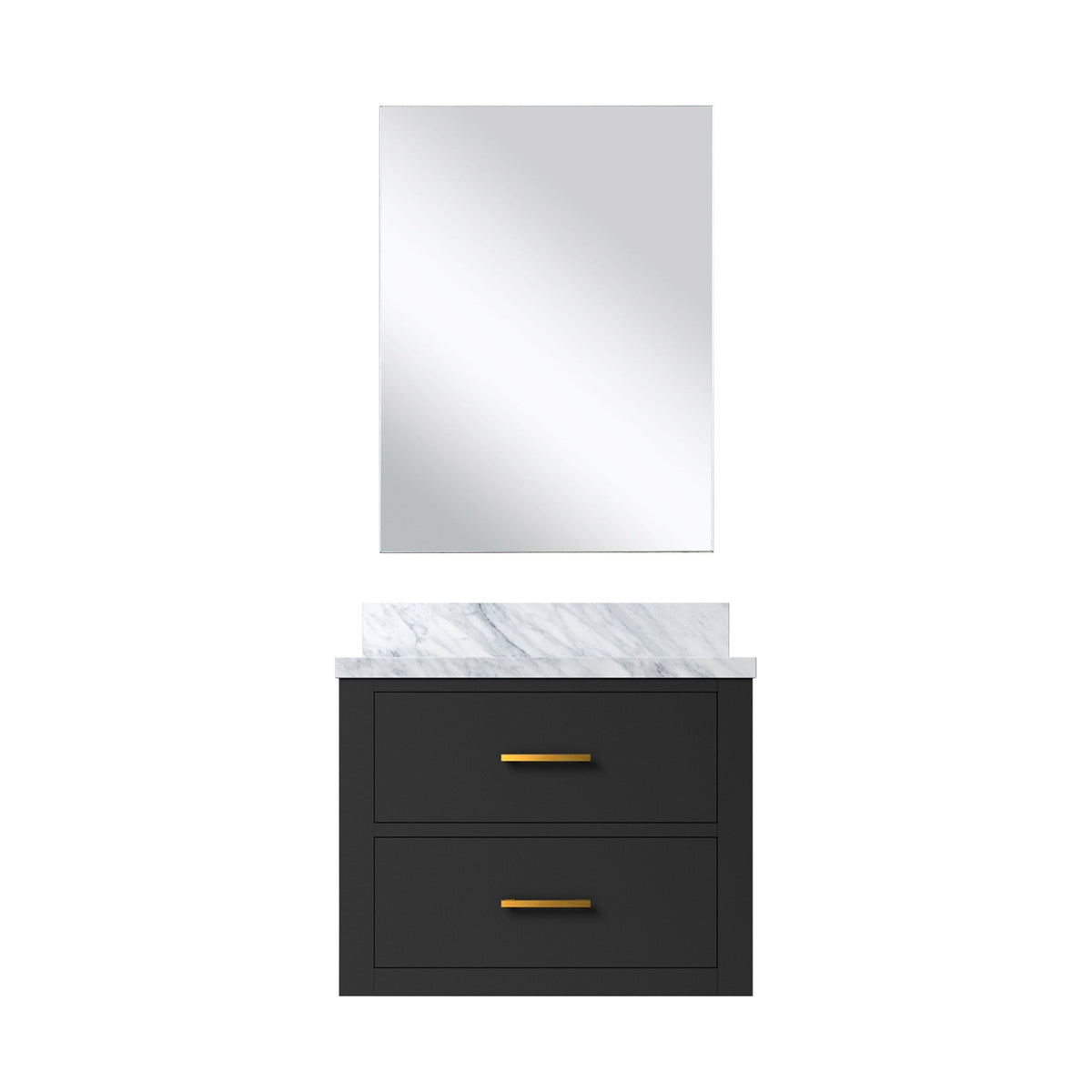 Black Single Bath Vanity 24 in. W x 18 in. D, Acrylic Countertop and 18 in. Mirror