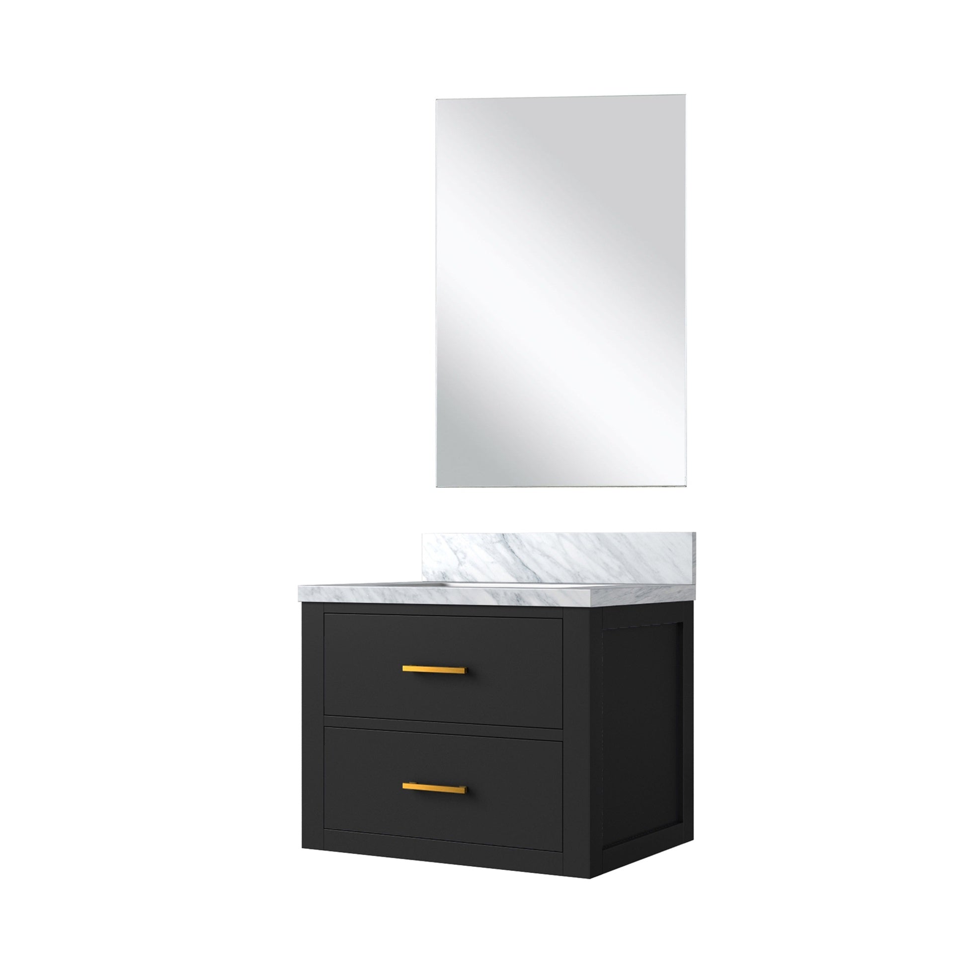 Black Single Bath Vanity 24 in. W x 18 in. D, Acrylic Countertop and 18 in. Mirror