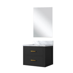 Black Single Bath Vanity 24 in. W x 18 in. D, Acrylic Countertop and 18 in. Mirror