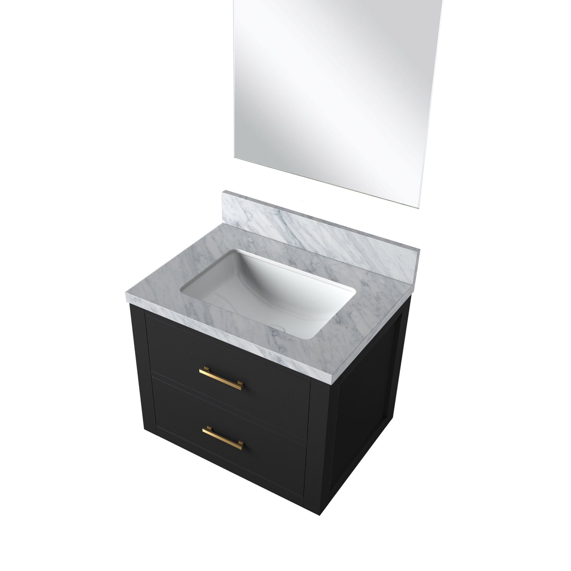 Black Single Bath Vanity 24 in. W x 18 in. D, Acrylic Countertop and 18 in. Mirror