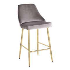 Marcel Contemporary/Glam Counter Stool in Gold Metal and Silver Velvet by LumiSource - Set of 2