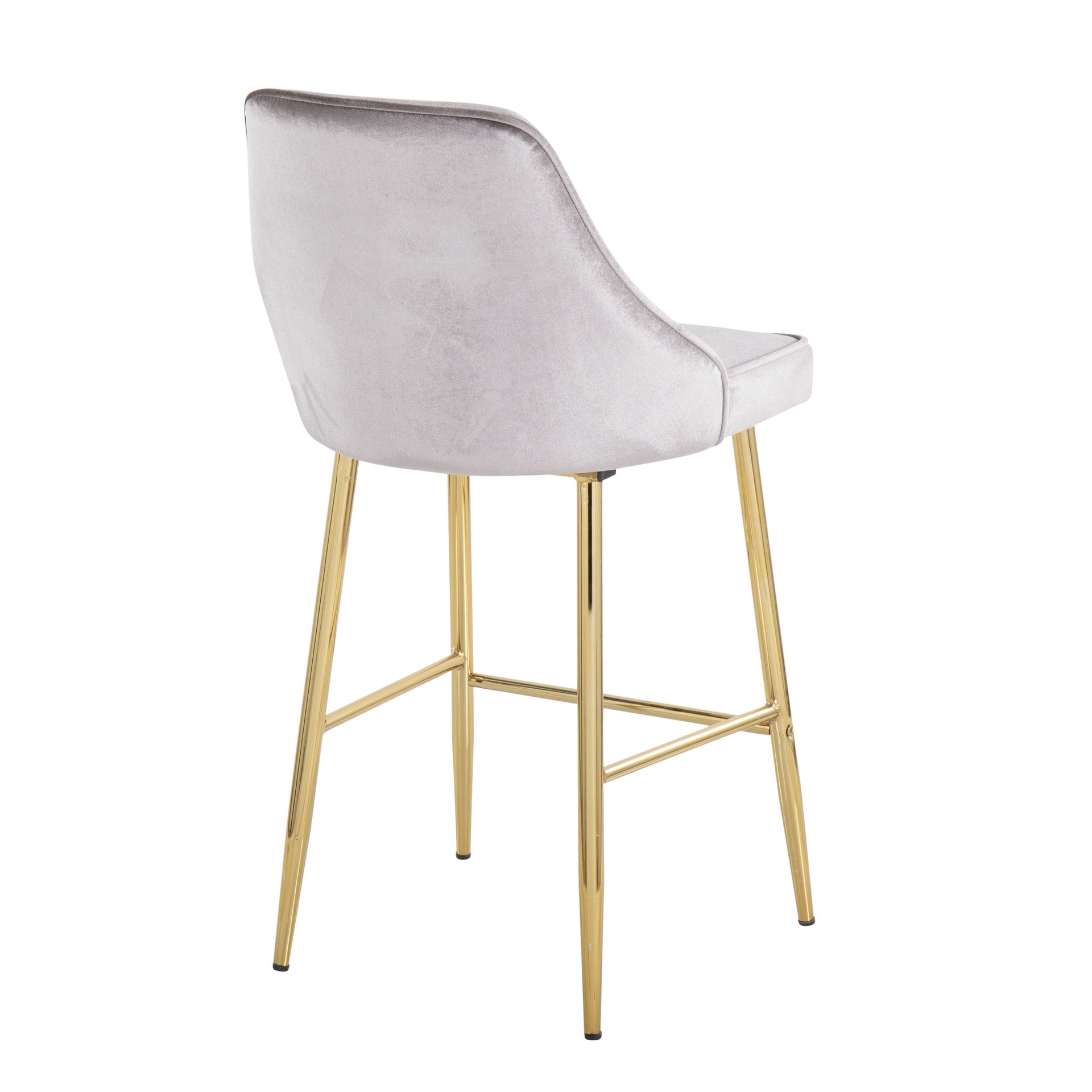 Marcel Contemporary/Glam Counter Stool in Gold Metal and Silver Velvet by LumiSource - Set of 2