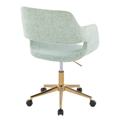 Margarite Contemporary Task Chair in Gold Metal and Light Green Fabric by LumiSource
