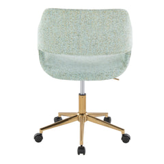 Margarite Contemporary Task Chair in Gold Metal and Light Green Fabric by LumiSource