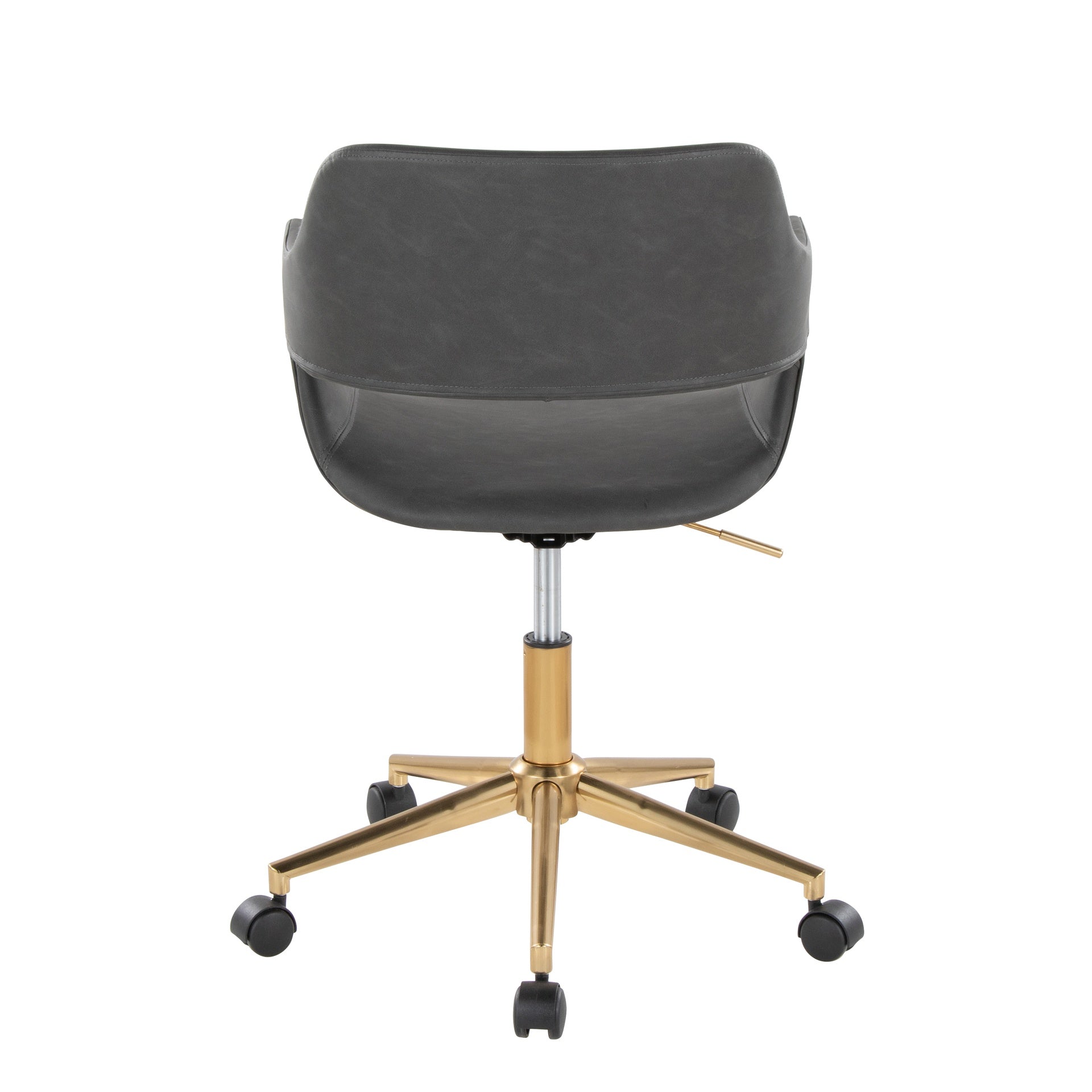 Margarite Contemporary Task Chair in Gold Metal and Grey Faux Leather by LumiSource
