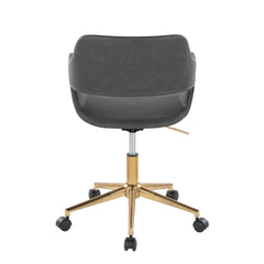 Margarite Contemporary Task Chair in Gold Metal and Grey Faux Leather by LumiSource