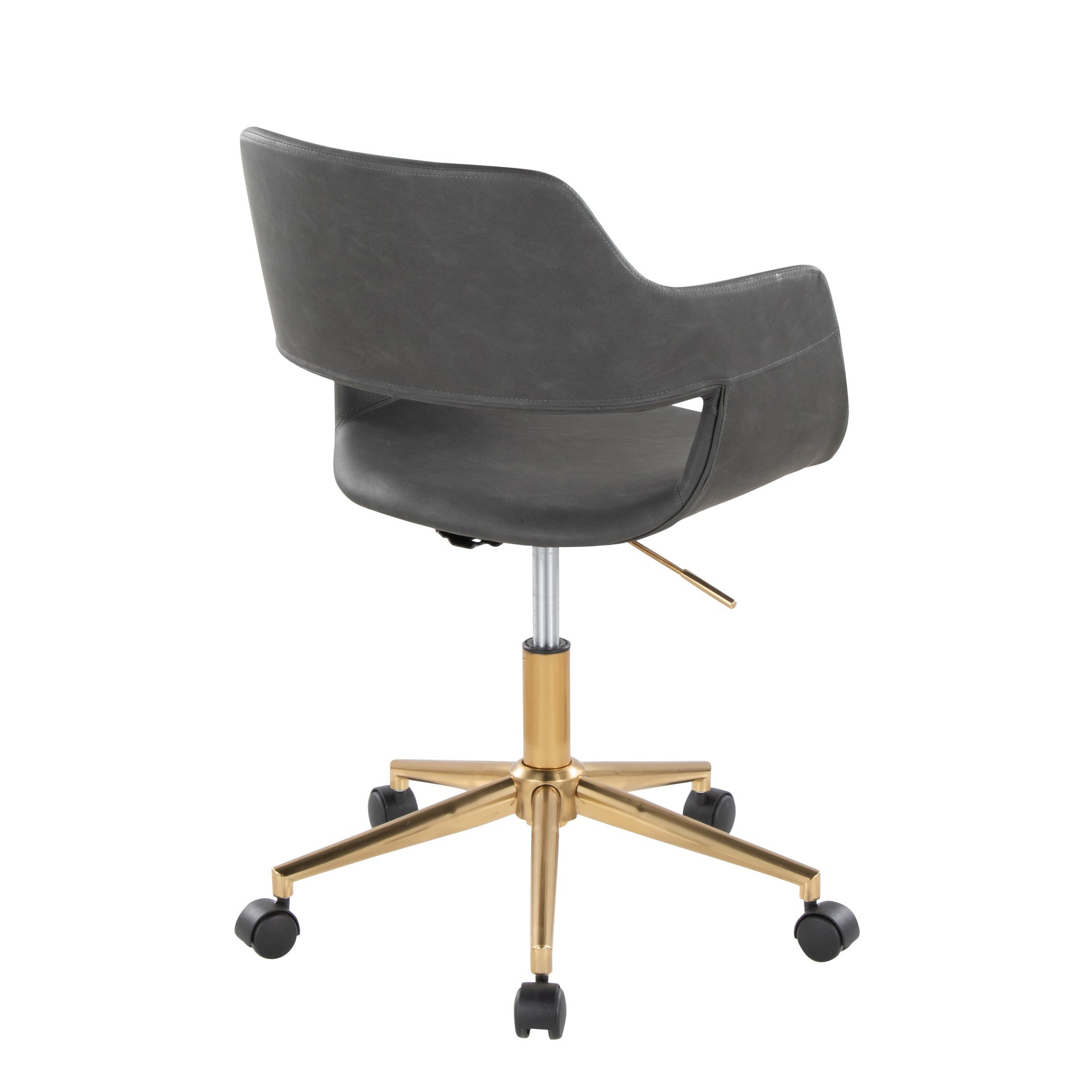 Margarite Contemporary Task Chair in Gold Metal and Grey Faux Leather by LumiSource