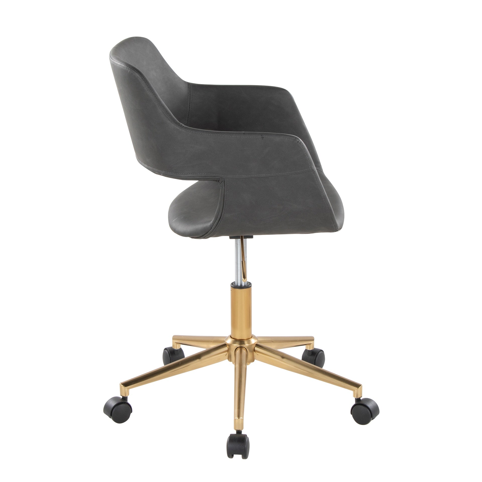 Margarite Contemporary Task Chair in Gold Metal and Grey Faux Leather by LumiSource