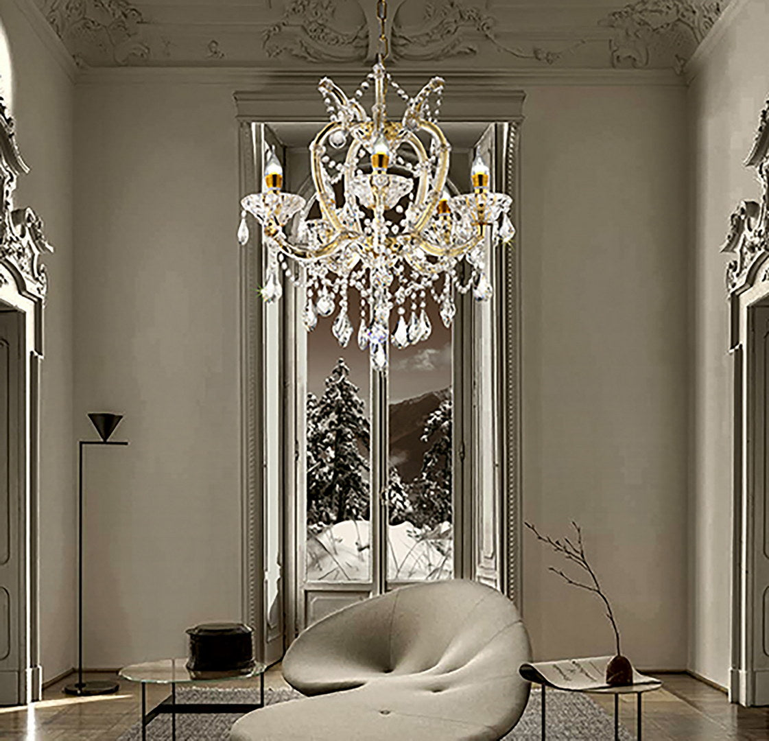 22"In Bella Petite Gold Crystal 5-Led Light Chandelier