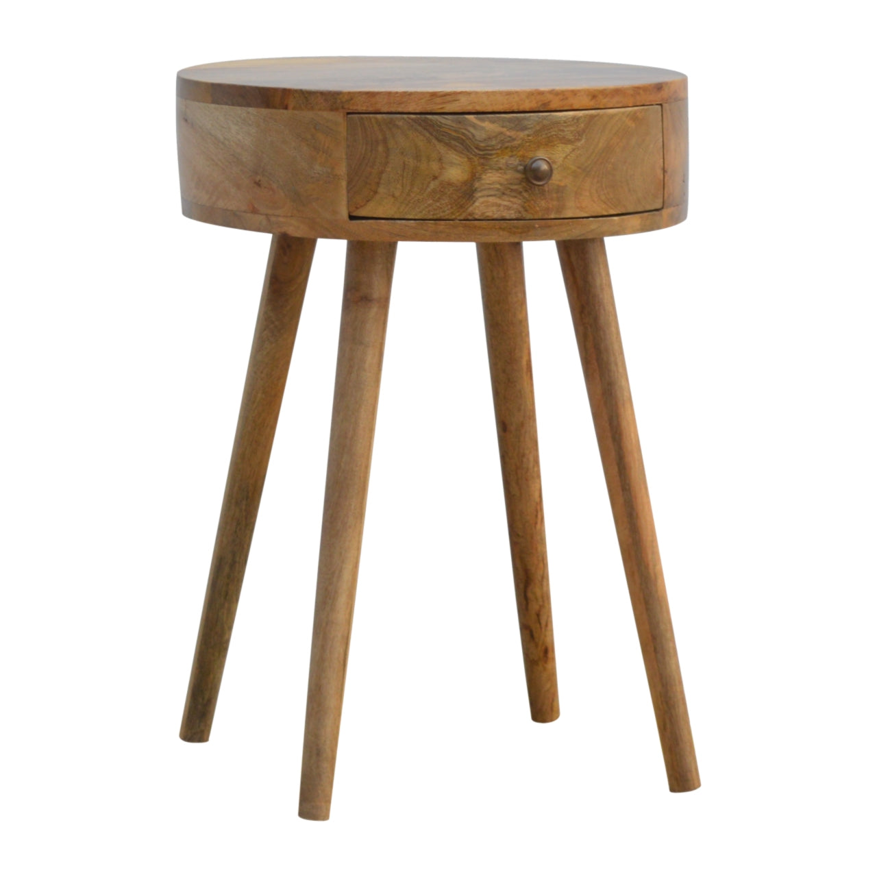 Nordic Circular Shaped Bedside, 1-Drawer, Oak