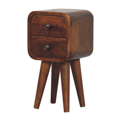 Solid Wood Extra Mini Curved Chestnut Nightstand