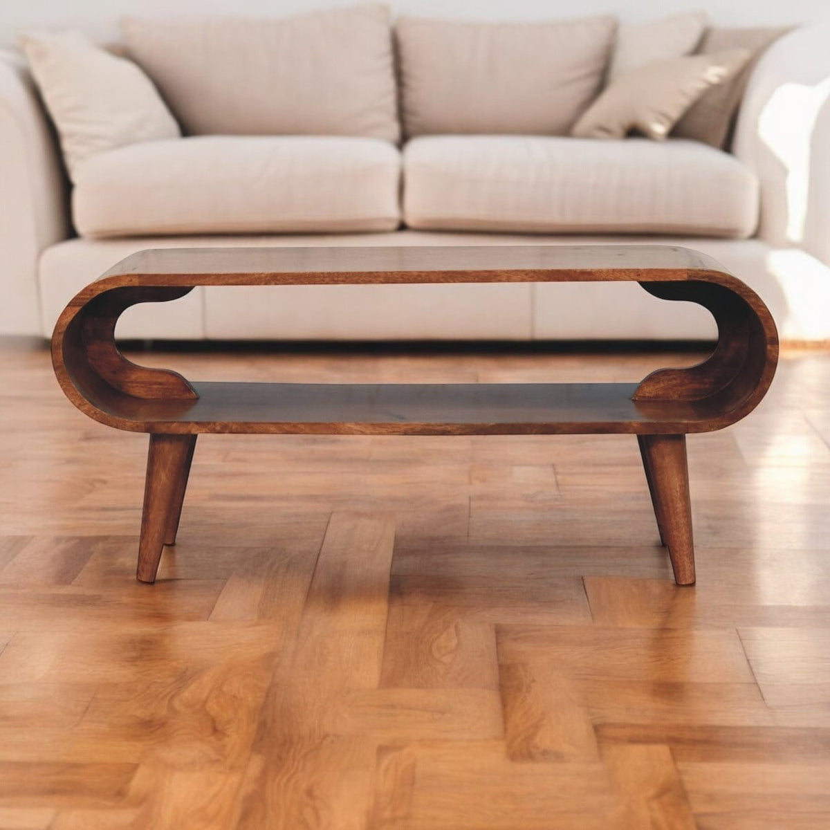 Solid Wood Amaya Nordic Style Honey Caramel Coffee Table