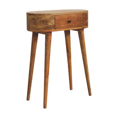 Solid Wood Mini Albion Oak-ish Console, 1-Drawer, Nordic Legs, Brown