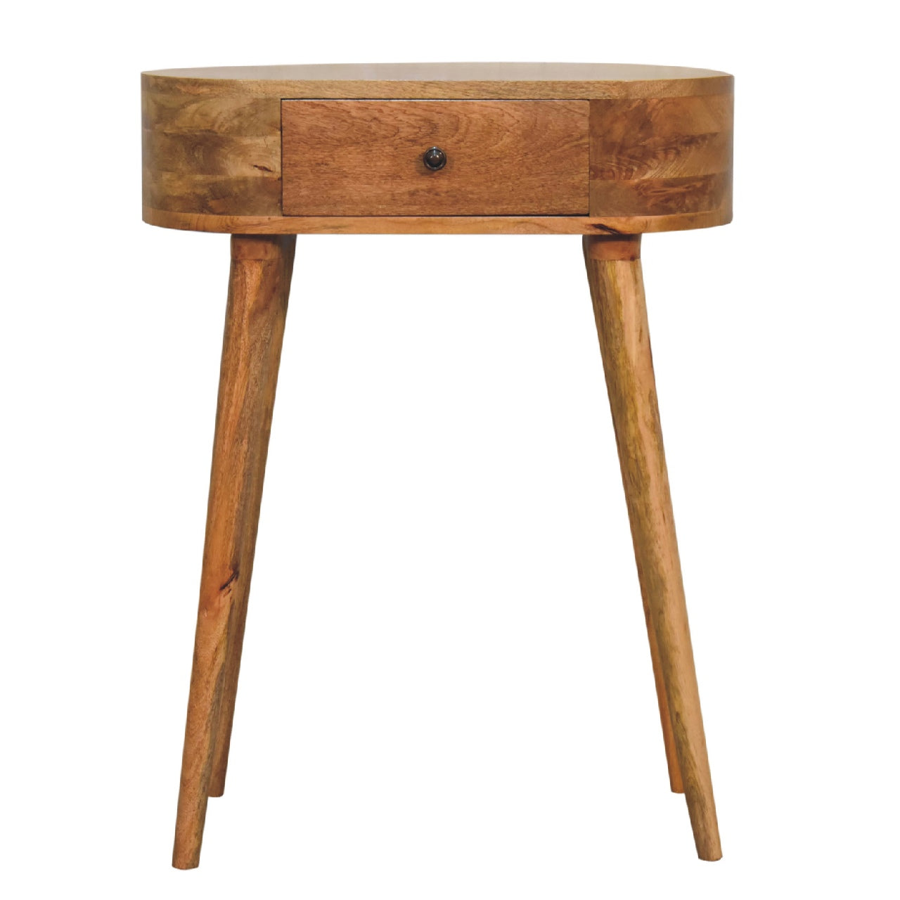 Solid Wood Mini Albion Oak-ish Console, 1-Drawer, Nordic Legs, Brown