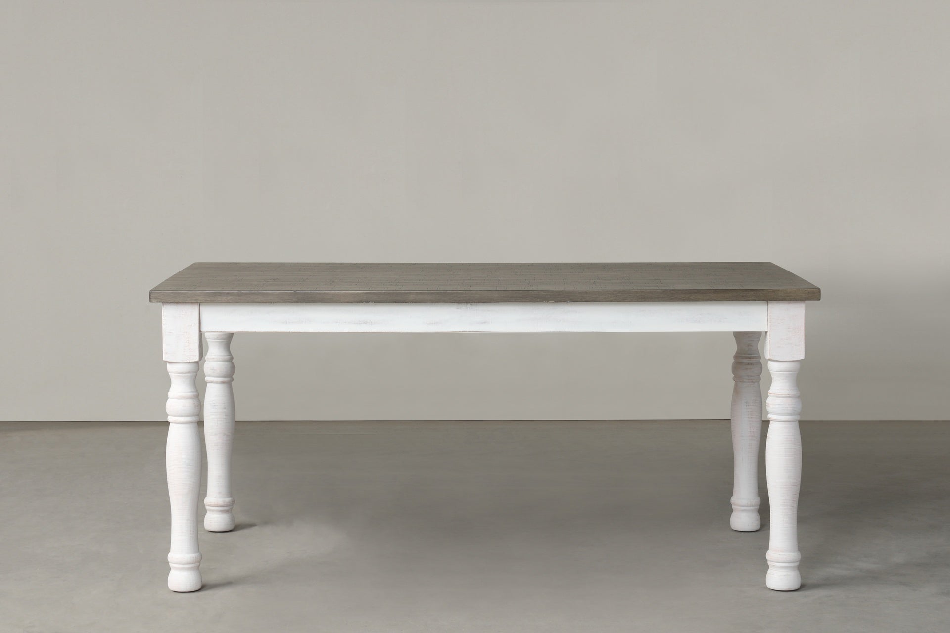 Ebret Farmhouse Two-tone Distressed Wood Dining Table, Brown and White