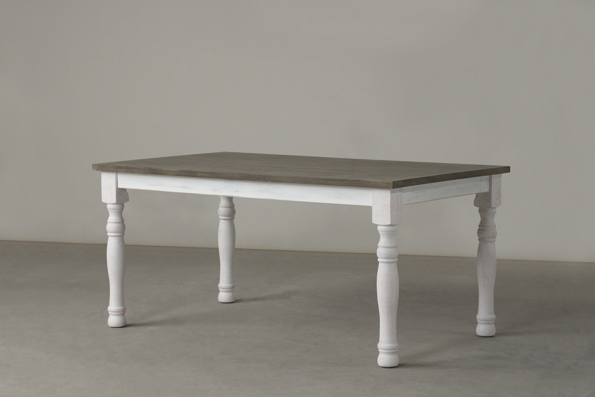 Ebret Farmhouse Two-tone Distressed Wood Dining Table, Brown and White