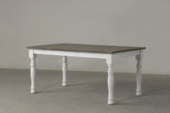 Ebret Farmhouse Two-tone Distressed Wood Dining Table, Brown and White