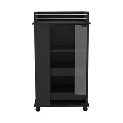 Baltimore Bar Cart with Casters, Glass Door and 2-Side Shelf