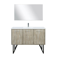 Rustic Acacia Bath Vanity 48 in. W x 20 in. D, White Quartz Top, Chrome Faucet Set and 43 in. Mirror