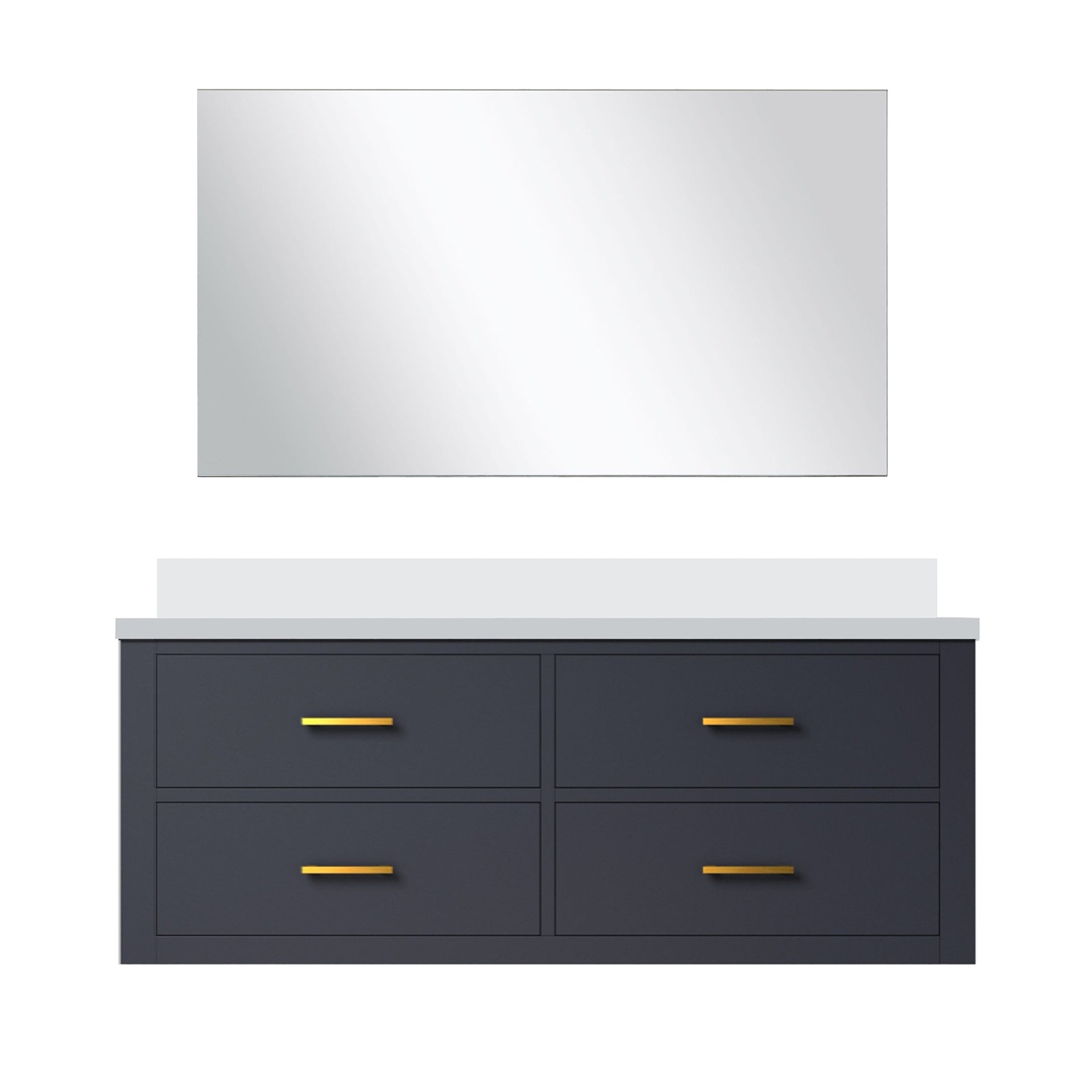 Blue Single Bath Vanity 48 in. W x 22 in. D, Cultured Marble Countertop and 43 in. Mirror