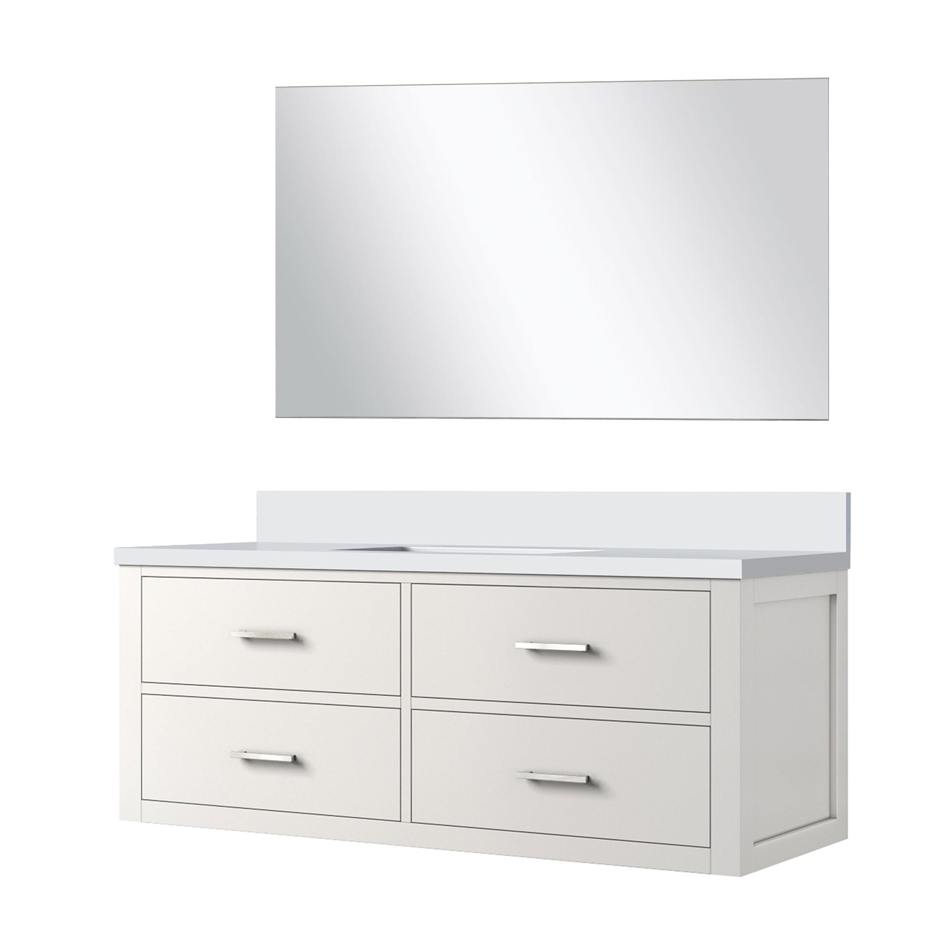 White Single Bath Vanity 48 in. W x 22 in. D, Cultured Marble Countertop and 43 in. Mirror