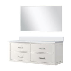 White Single Bath Vanity 48 in. W x 22 in. D, Cultured Marble Countertop and 43 in. Mirror