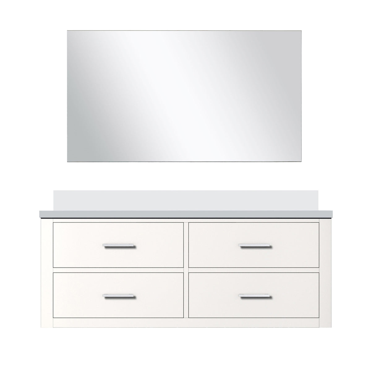 White Single Bath Vanity 48 in. W x 22 in. D, Cultured Marble Countertop and 43 in. Mirror