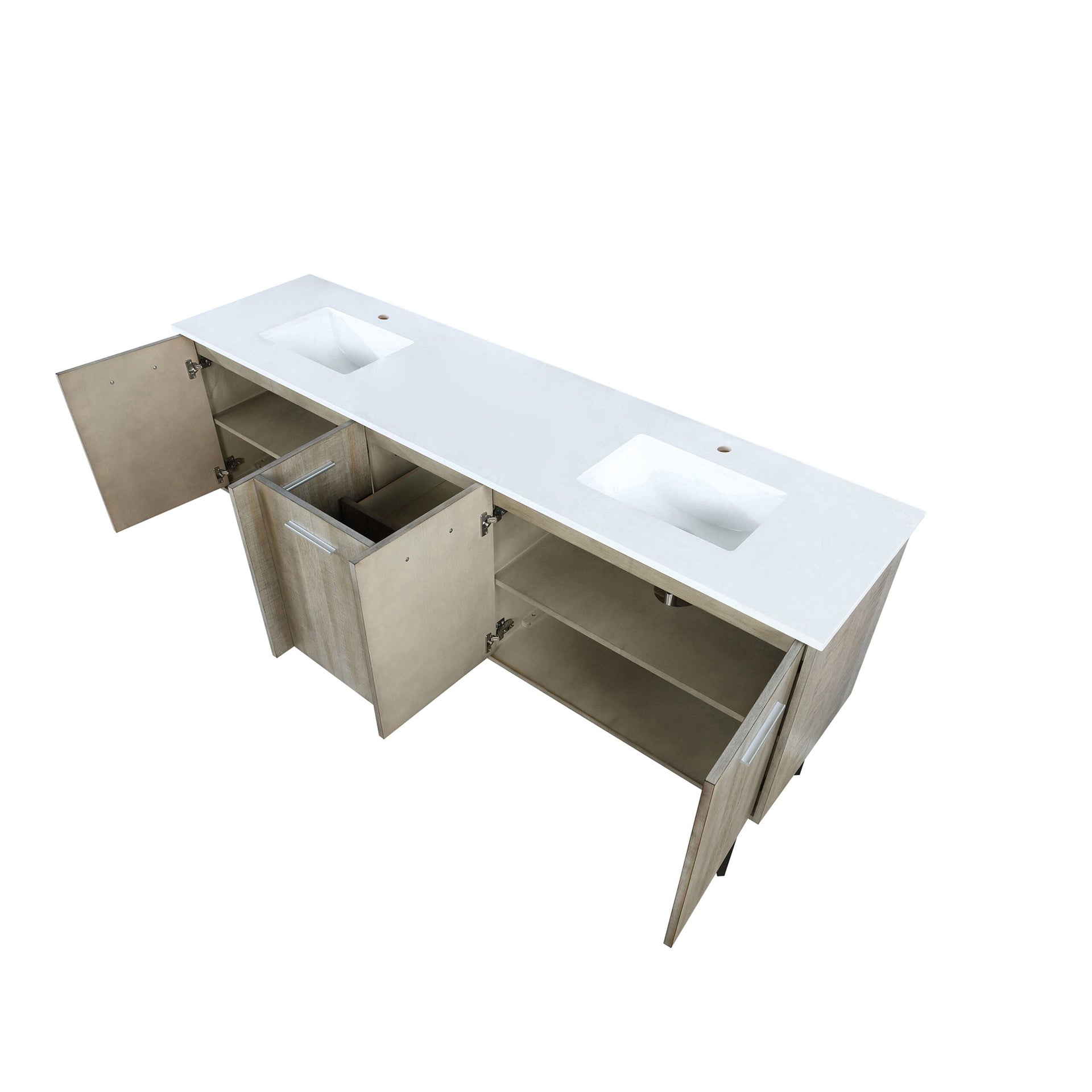 Rustic Acacia Double Bath Vanity 80 in. W x 20 in. D, with White Quartz Top