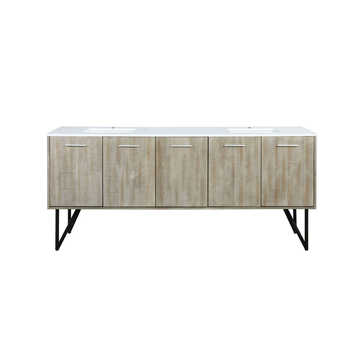 Rustic Acacia Double Bath Vanity 80 in. W x 20 in. D, with White Quartz Top