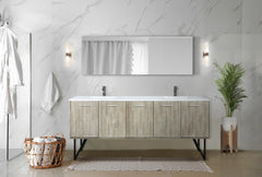 Rustic Acacia Double Bath Vanity 80 in. W x 20 in. D, White Quartz Top and Gun Metal Faucet Set