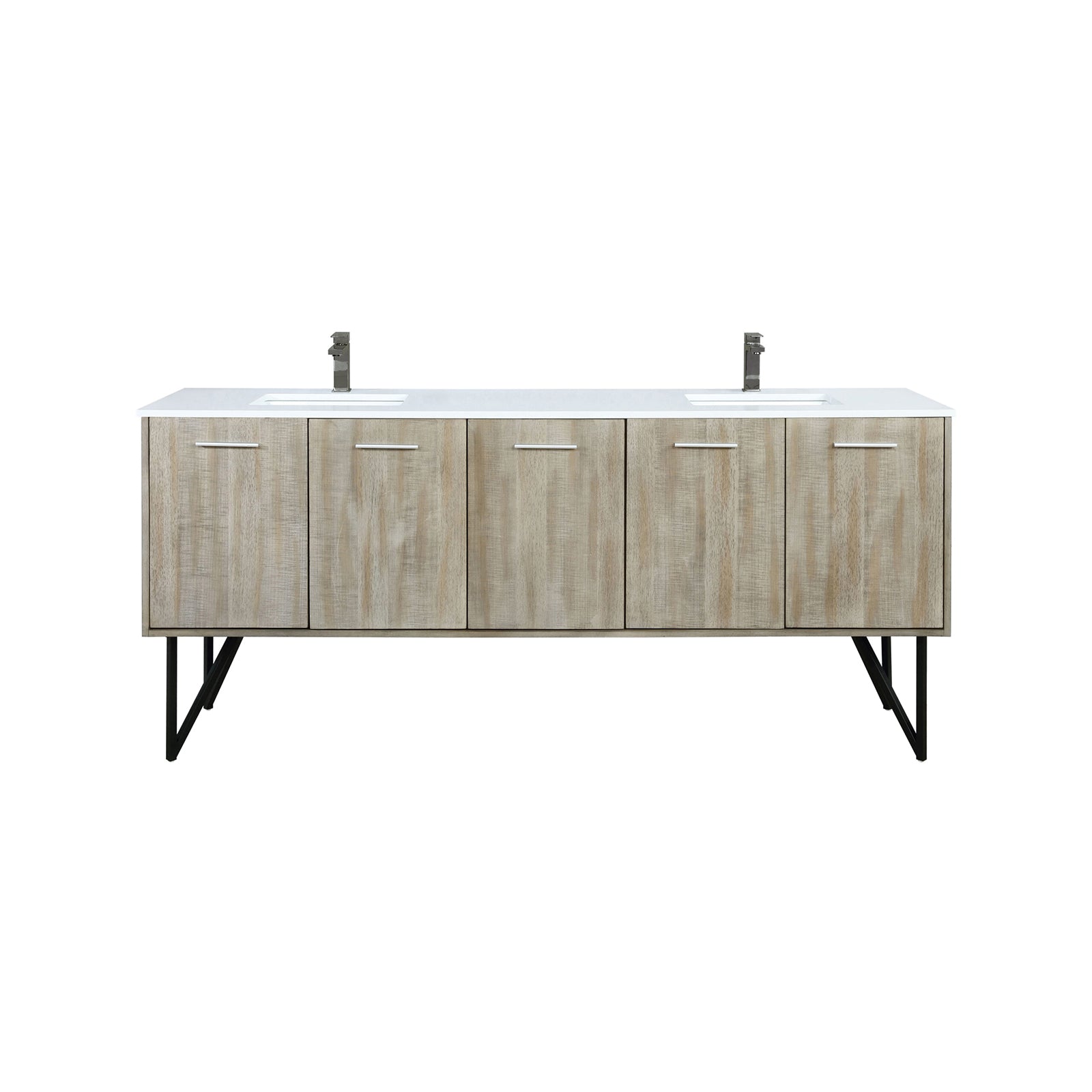 Rustic Acacia Double Bath Vanity 80 in. W x 20 in. D, Cultured Marble Top and Gun Metal Faucet Set