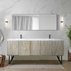 Rustic Acacia Double Bath Vanity 80 in. W x 20 in. D, Cultured Marble Top and Gun Metal Faucet Set