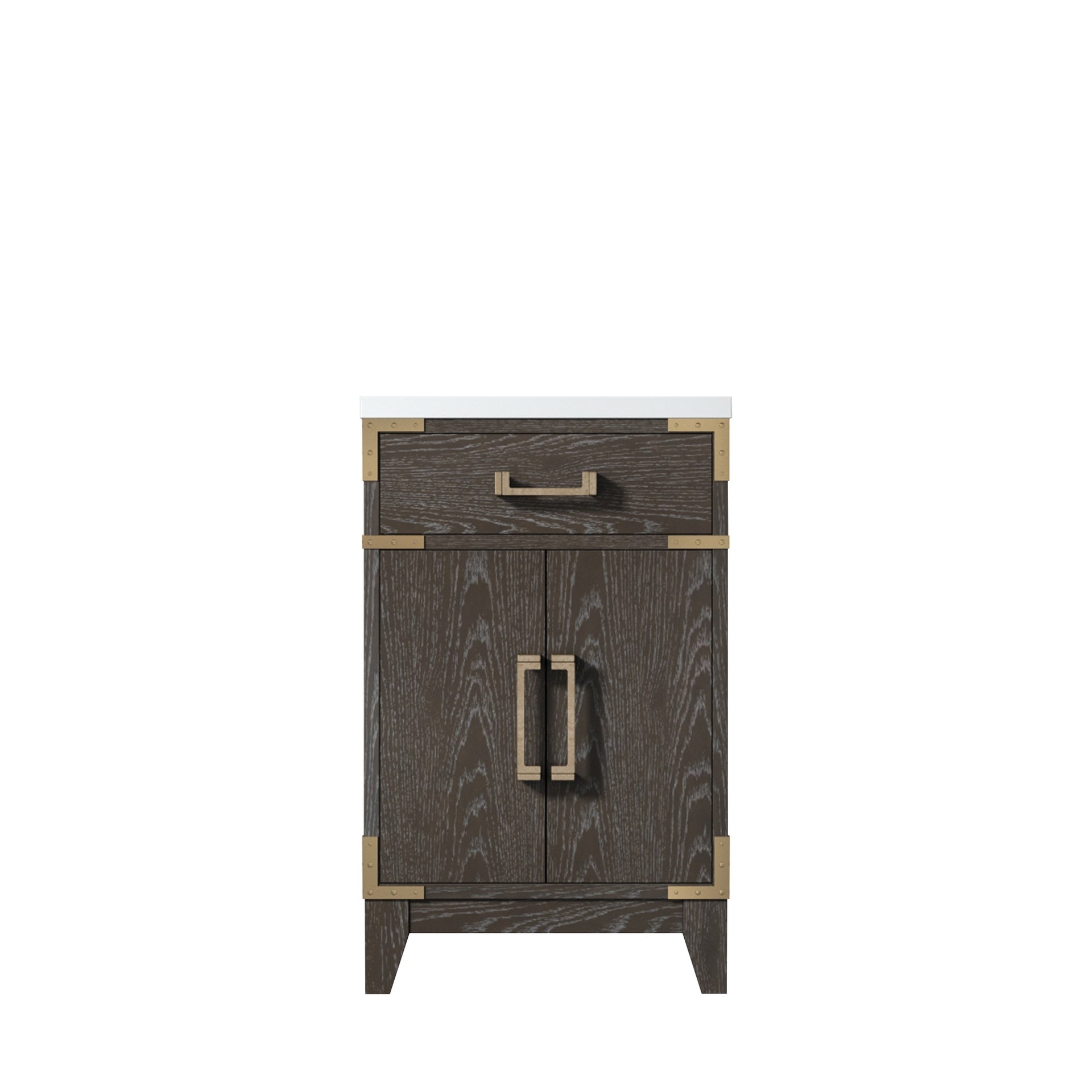 Brown Oak Single Bath Vanity 20 in. W x 18 in. D, with Acrylic Top