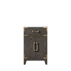 Brown Oak Single Bath Vanity 20 in. W x 18 in. D, with Acrylic Top