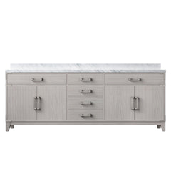 White Oak Double Bath Vanity 84 in. W x 22 in. D, with Carrara Marble Top
