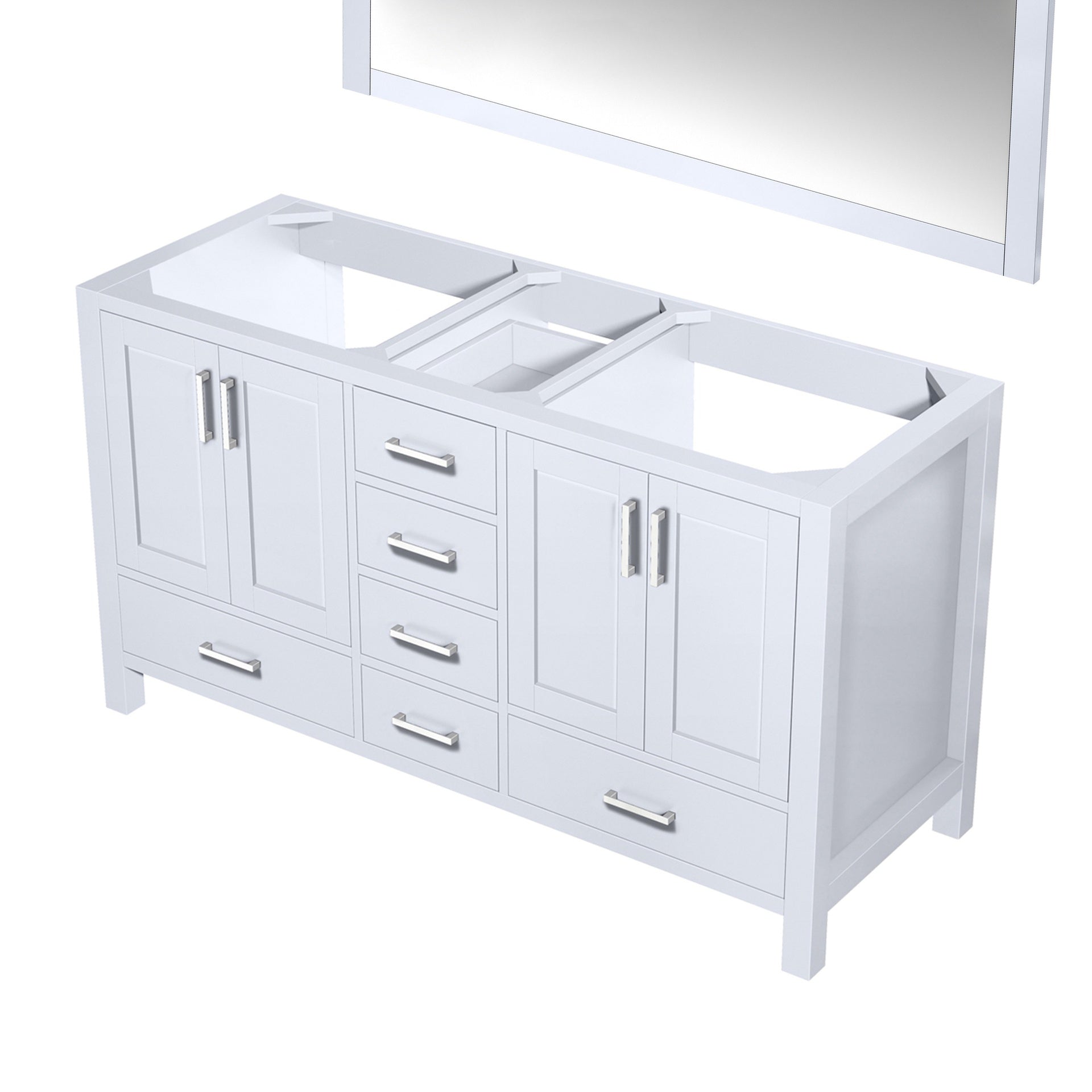 White Double Bath Vanity 60 in. W x 22 in. D, and 58 in. Mirror