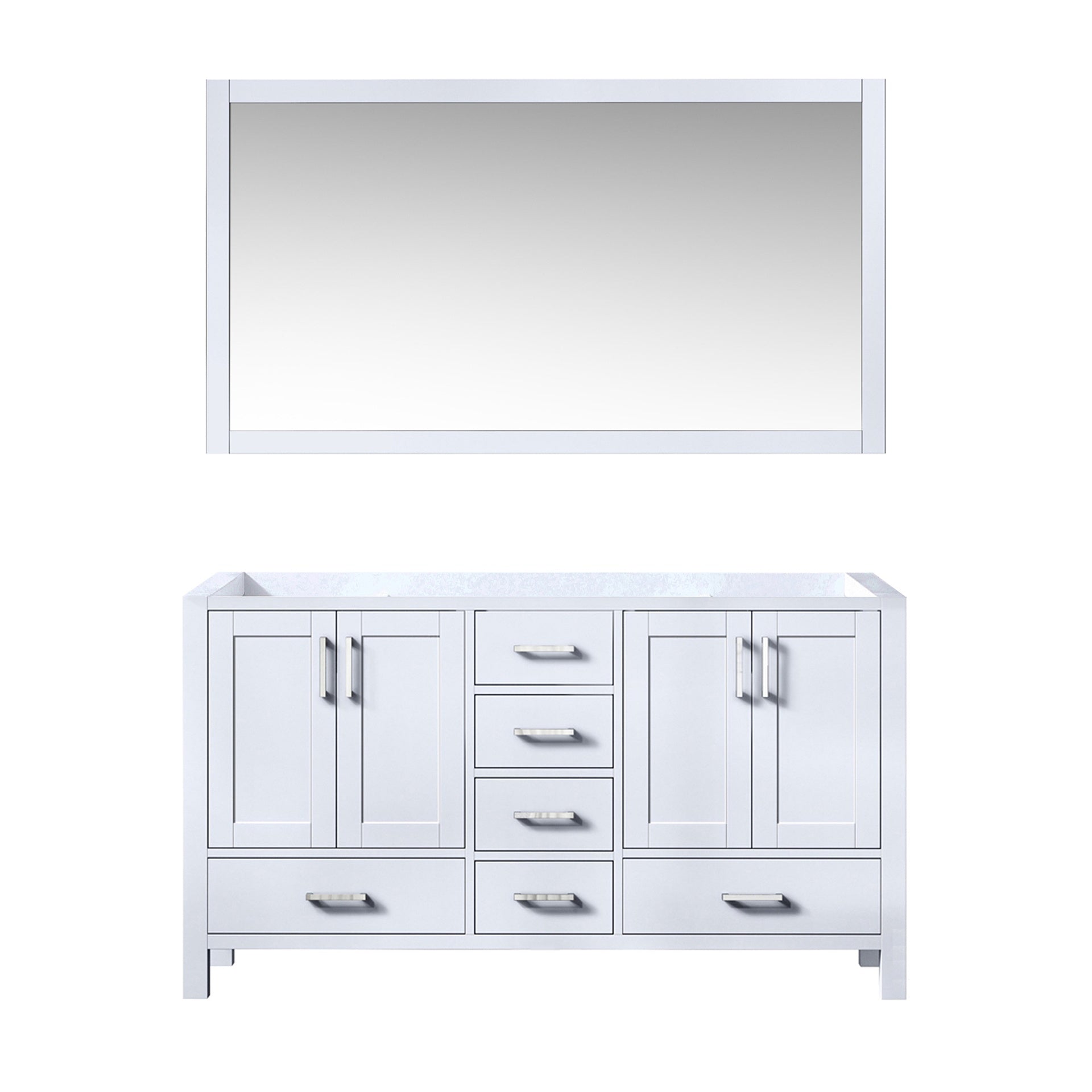 White Double Bath Vanity 60 in. W x 22 in. D, and 58 in. Mirror