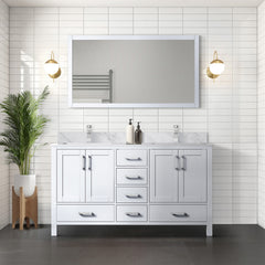 White Double Bath Vanity 60 in. W x 22 in. D, and 58 in. Mirror