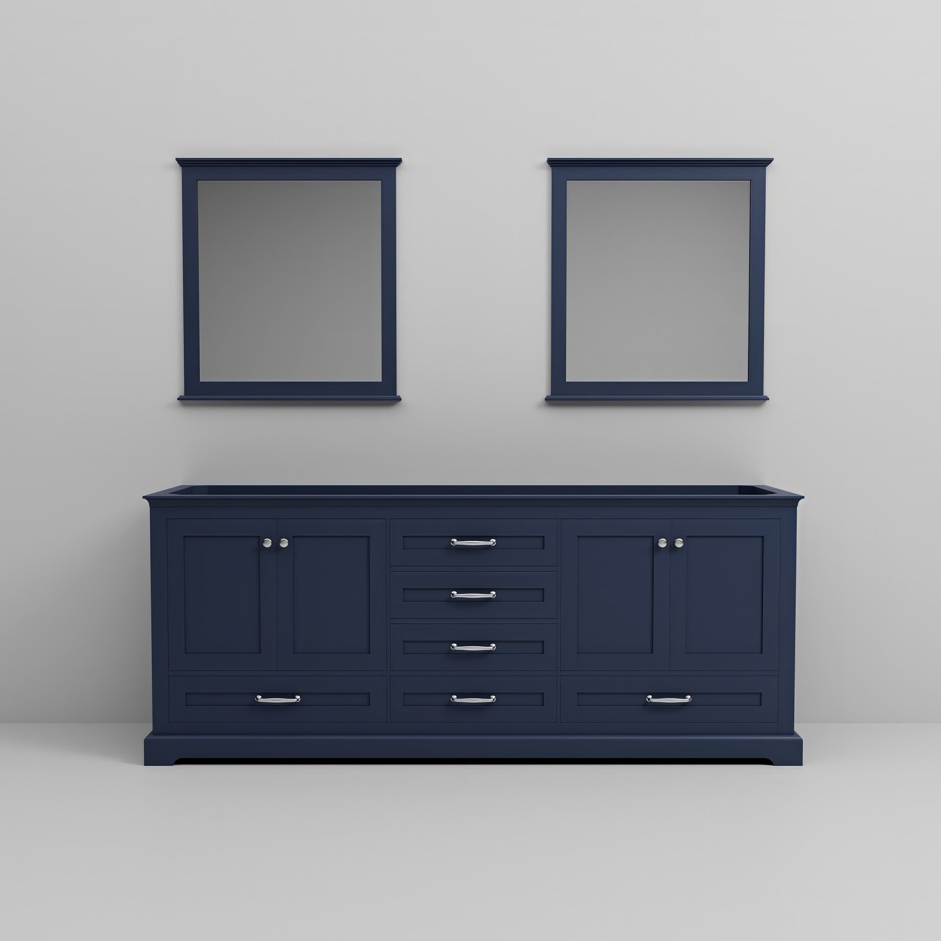 Navy Blue Double Bath Vanity 80 in. W x 22 in. D, and 30 in. Mirrors