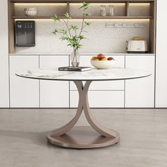 53" Round Dining Table, Scratch & Heat Resistant Sintered Stone Tabletop for Dining Room & Kitchen(Table Only)