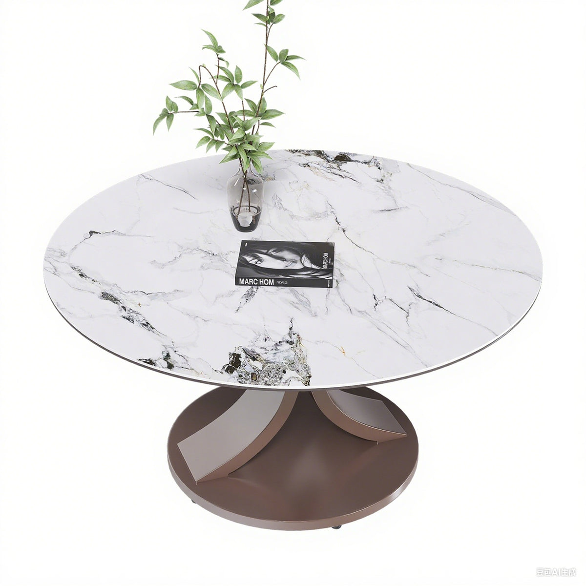 53" Round Dining Table, Scratch & Heat Resistant Sintered Stone Tabletop for Dining Room & Kitchen(Table Only)